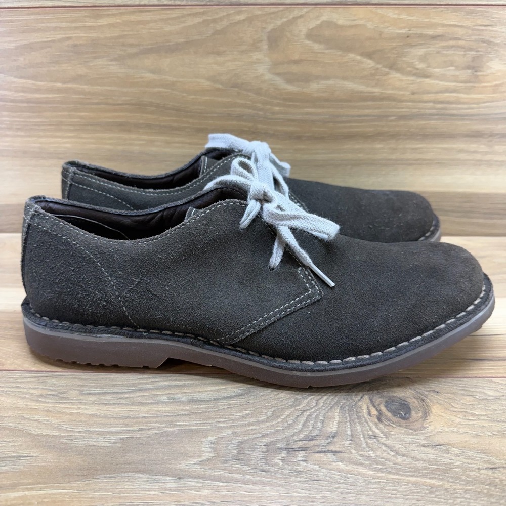 LL Bean Vintage Suede Oxford Mens 10 D Dark Olive Suede Casual Minimalist